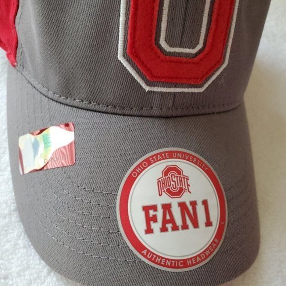 Ohio State FAN 1 Baseball Hat OSFM Red Gray Cap Buckeyes - Picture 2 of 7